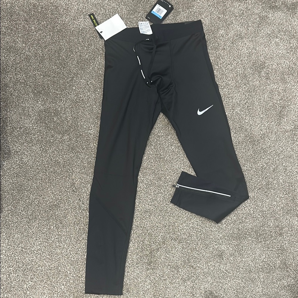 Nike Black and White Running Tights with Tapered Leg Design